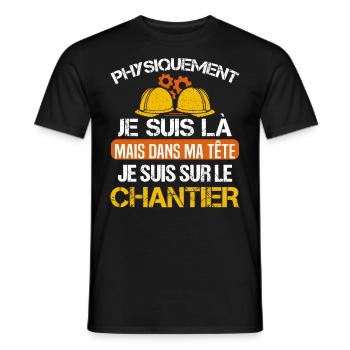 Chantier cadeau ouvriers humour métier du bâtiment - T-shirt homme - noir - Devant - AI Model Male 178 light (178cm)