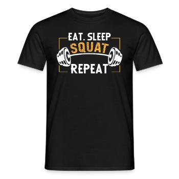 Eat Sleep Squat Repeat. Idée cadeau Musculation - T-shirt homme - noir - Devant - AI Model Male 178 light (178cm)