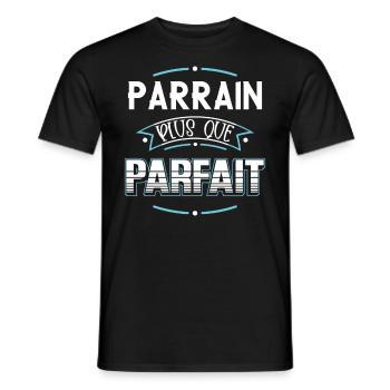 Parrain idée cadeau famille humour citation - T-shirt homme - noir - Devant - AI Model Male 178 light (178cm)