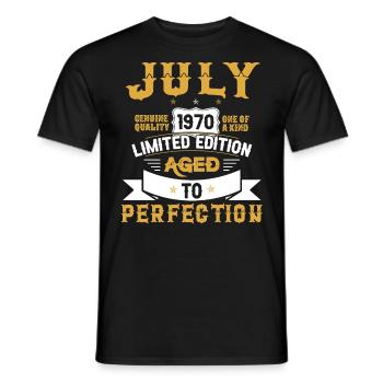 Anniversaire Juillet 1970 né Vintage - T-shirt homme - noir - Devant - AI Model Male 178 light (178cm)