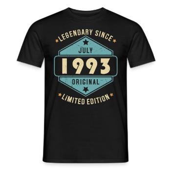 Juillet 1993 Vintage Retro Anniversaire - T-shirt homme - noir - Devant - AI Model Male 178 light (178cm)