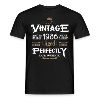 Juillet 1986 naissance Legends Birthday - T-shirt homme - noir - Devant - AI Model Male 178 light (178cm)
