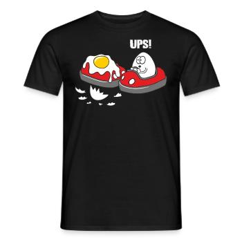Eier ups - Männer T-Shirt - Schwarz - Vorne - AI Model Male 178 light (178cm)