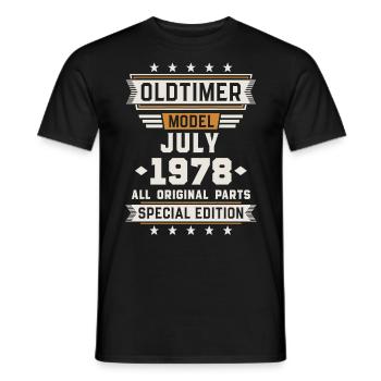 Oldtimer Juillet 1978 Cadeau d’anniversaire - T-shirt homme - noir - Devant - AI Model Male 178 light (178cm)