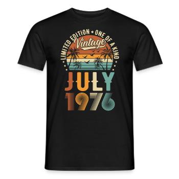 Édition limitée Juillet 1976 Cadeau d’anniversaire - T-shirt homme - noir - Devant - AI Model Male 178 light (178cm)
