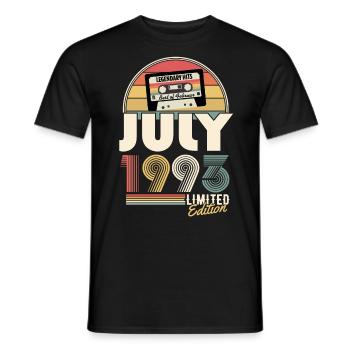 July 1993 Vintage Birthday Gift - Men's T-Shirt - black - Front - AI Model Male 178 light (178cm)