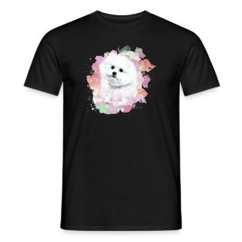 bichon frisé, maltais, chien, aquarelle, aquarelle - T-shirt homme - noir - Devant - AI Model Male 178 light (178cm)