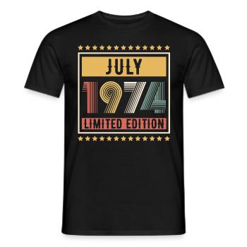 Vintage July 1974 Limited Edition Birthday - Men's T-Shirt - black - Front - AI Model Male 178 light (178cm)
