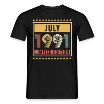Vintage July 1991 Limited Edition Birthday - Men's T-Shirt - black - Front - AI Model Male 178 light (178cm)