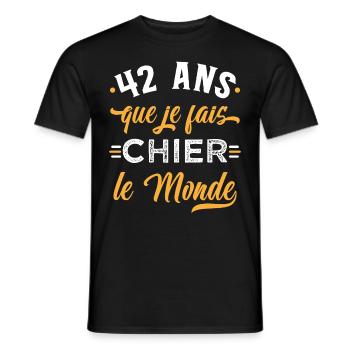 Anniversaire 42 ans, idée cadeau date de naissance - T-shirt homme - noir - Devant - AI Model Male 178 light (178cm)