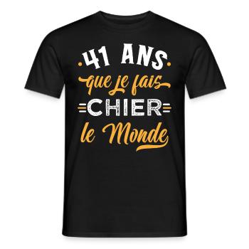 Anniversaire 41 ans, idée cadeau date de naissance - T-shirt homme - noir - Devant - AI Model Male 178 light (178cm)
