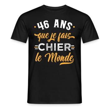 Anniversaire 46 ans, idée cadeau date de naissance - T-shirt homme - noir - Devant - AI Model Male 178 light (178cm)