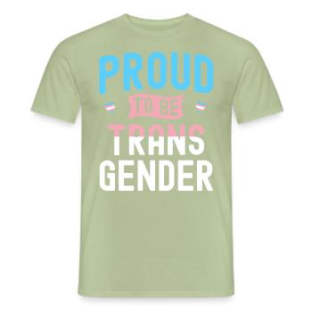 Transgenre Tshirt Transsexual Pride - T-shirt homme - vert sauge - Devant - AI Model Male 178 light (178cm)