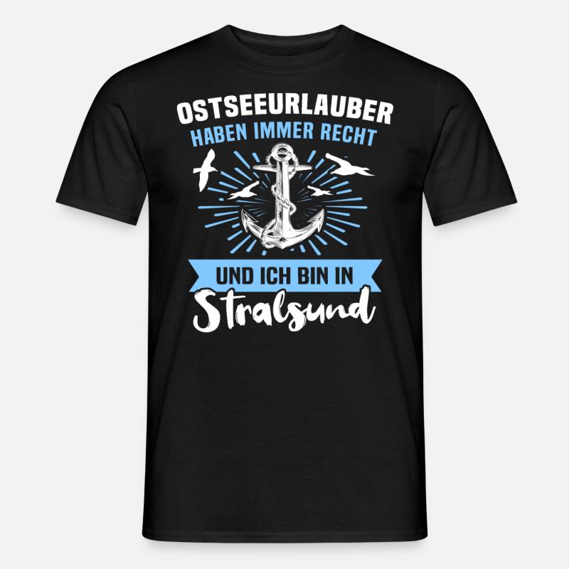 Urlaub Stralsund Sprüche - Männer T-Shirt - Schwarz