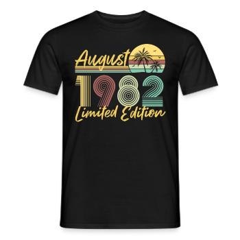 Août 1982 Cadeau d’anniversaire en édition limitée - T-shirt homme - noir - Devant - AI Model Male 178 light (178cm)