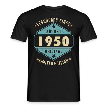 Août 1950 Vintage Retro Anniversaire - T-shirt homme - noir - Devant - AI Model Male 178 light (178cm)