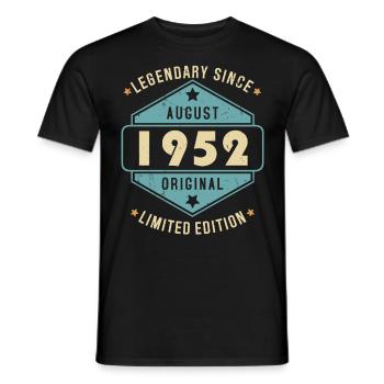 Août 1952 Vintage Retro Anniversaire - T-shirt homme - noir - Devant - AI Model Male 178 light (178cm)
