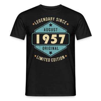 August 1957 Vintage Retro Birthday - Men's T-Shirt - black - Front - AI Model Male 178 light (178cm)