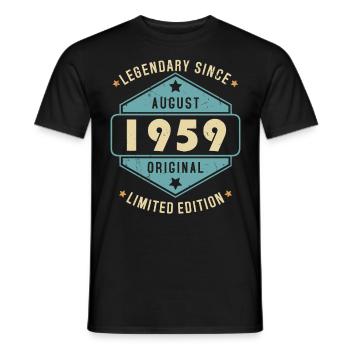 Août 1959 Vintage Retro Anniversaire - T-shirt homme - noir - Devant - AI Model Male 178 light (178cm)