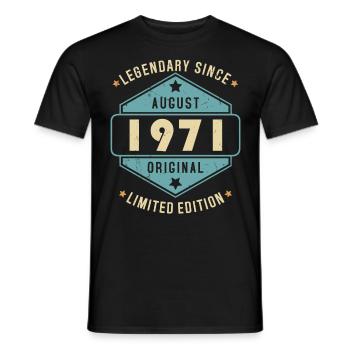 Août 1971 Vintage Retro Anniversaire - T-shirt homme - noir - Devant - AI Model Male 178 light (178cm)
