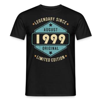 Août 1999 Vintage Retro Anniversaire - T-shirt homme - noir - Devant - AI Model Male 178 light (178cm)