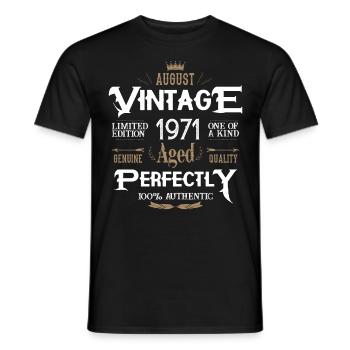 August 1971 born Legends birthday - Men's T-Shirt - black - Front - AI Model Male 178 light (178cm)