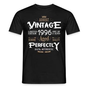 Août 1996 né Legends Birthday - T-shirt homme - noir - Devant - AI Model Male 178 light (178cm)