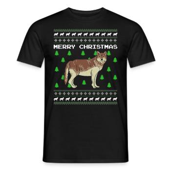 Wolf Ugly Christmas Weihnachten Geschenk Xmas - Männer T-Shirt - Schwarz - Vorne - AI Model Male 178 light (178cm)