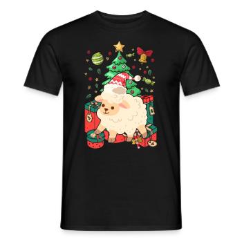 Ugly Christmas Sheep Pattern Knitted Xmas Christ Child - Men's T-Shirt - black - Front - AI Model Male 178 light (178cm)