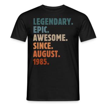 1985 Août Vintage Cadeau d’anniversaire - T-shirt homme - noir - Devant - AI Model Male 178 light (178cm)