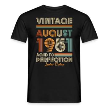 Vintage Aged To Perfection August 1951 - Men's T-Shirt - black - Front - AI Model Male 178 light (178cm)