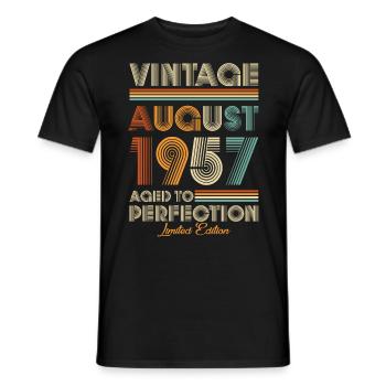 Vintage Aged To Perfection August 1957 - Men's T-Shirt - black - Front - AI Model Male 178 light (178cm)
