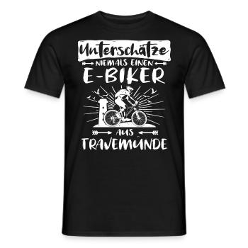 Ebike Travemünde Ebiking Travemuende E-Biker - Männer T-Shirt - Schwarz - Vorne - AI Model Male 178 light (178cm)