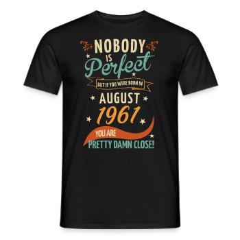 Personne n’est parfait né en août 1961 - T-shirt homme - noir - Devant - AI Model Male 178 light (178cm)
