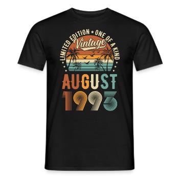 Édition limitée Août 1993 Cadeau d’anniversaire - T-shirt homme - noir - Devant - AI Model Male 178 light (178cm)