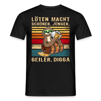 Löten Schöner Jünger Geiler Digga Bier Faultier - Männer T-Shirt - Schwarz - Vorne - AI Model Male 178 light (178cm)