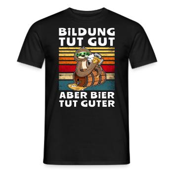 Bier Biersprüche Faultier Saufshirt - Männer T-Shirt - Schwarz - Vorne - AI Model Male 178 light (178cm)