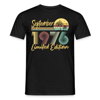Septembre 1976 Cadeau d’anniversaire en édition limitée - T-shirt homme - noir - Devant - AI Model Male 178 light (178cm)
