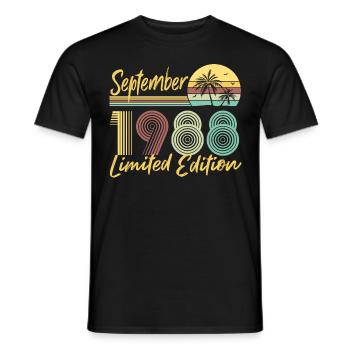 Septembre 1988 Cadeau d’anniversaire en édition limitée - T-shirt homme - noir - Devant - AI Model Male 178 light (178cm)