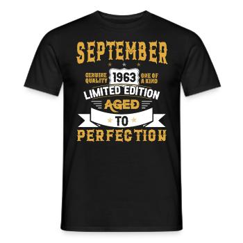 Anniversaire Septembre 1963 né Vintage - T-shirt homme - noir - Devant - AI Model Male 178 light (178cm)