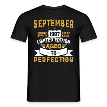 Anniversaire Septembre 1987 né Vintage - T-shirt homme - noir - Devant - AI Model Male 178 light (178cm)