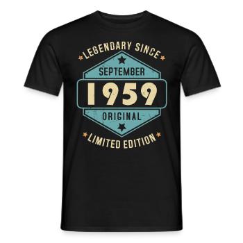 Septembre 1959 Vintage Retro Anniversaire - T-shirt homme - noir - Devant - AI Model Male 178 light (178cm)
