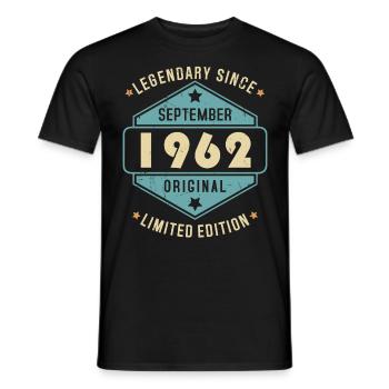 Septembre 1962 Vintage Retro Anniversaire - T-shirt homme - noir - Devant - AI Model Male 178 light (178cm)