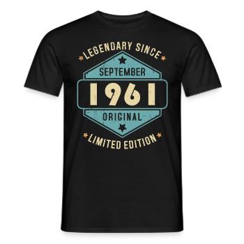 Septembre 1961 Vintage Retro Anniversaire - T-shirt homme - noir - Devant - AI Model Male 178 light (178cm)