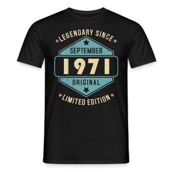 Septembre 1971 Vintage Retro Anniversaire - T-shirt homme - noir - Devant - AI Model Male 178 light (178cm)