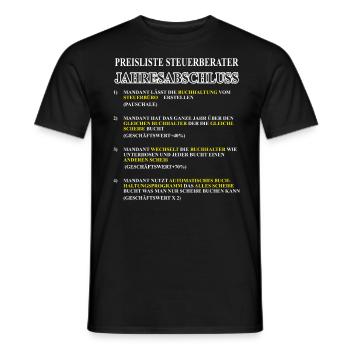 Preisliste Steuerberater Jahresabschluss - Männer T-Shirt - Schwarz - Vorne - AI Model Male 178 light (178cm)