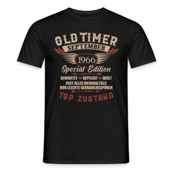 Oldtimer September 1966 Jahrgang Geburtstag - Männer T-Shirt - Schwarz - Vorne - AI Model Male 178 light (178cm)