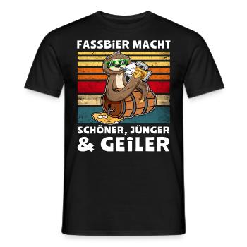 Bier Löten Faultier Biertrinker Fassbier - Männer T-Shirt - Schwarz - Vorne - AI Model Male 178 light (178cm)