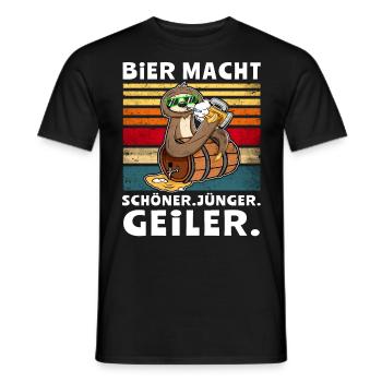 Bier Löten Faultier Biertrinker Sprüche - Männer T-Shirt - Schwarz - Vorne - AI Model Male 178 light (178cm)