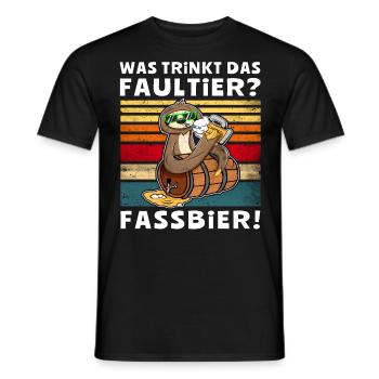 Bier Fassbier Faultier Trinksprüche - Männer T-Shirt - Schwarz - Vorne - AI Model Male 178 light (178cm)